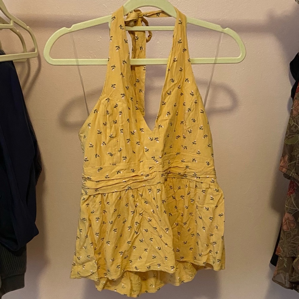 Yellow Floral Halter Top